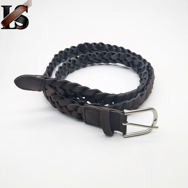 Factory Price Men's PU Leather Braided Belts with Alloy for Buckle Braided Belts