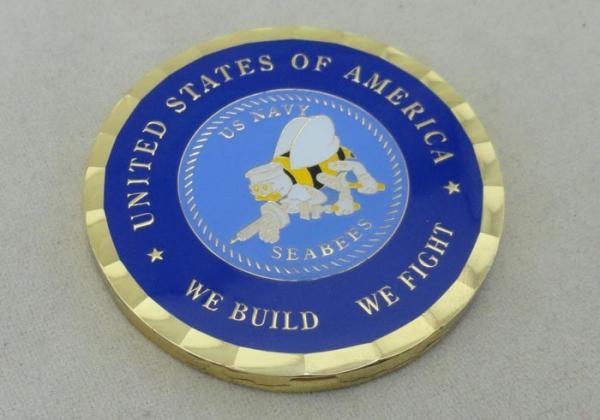 US Navy SEABEES Personalized Coins , Brass Die Stamped In 2.0 Inch For We Build We Fight Coin