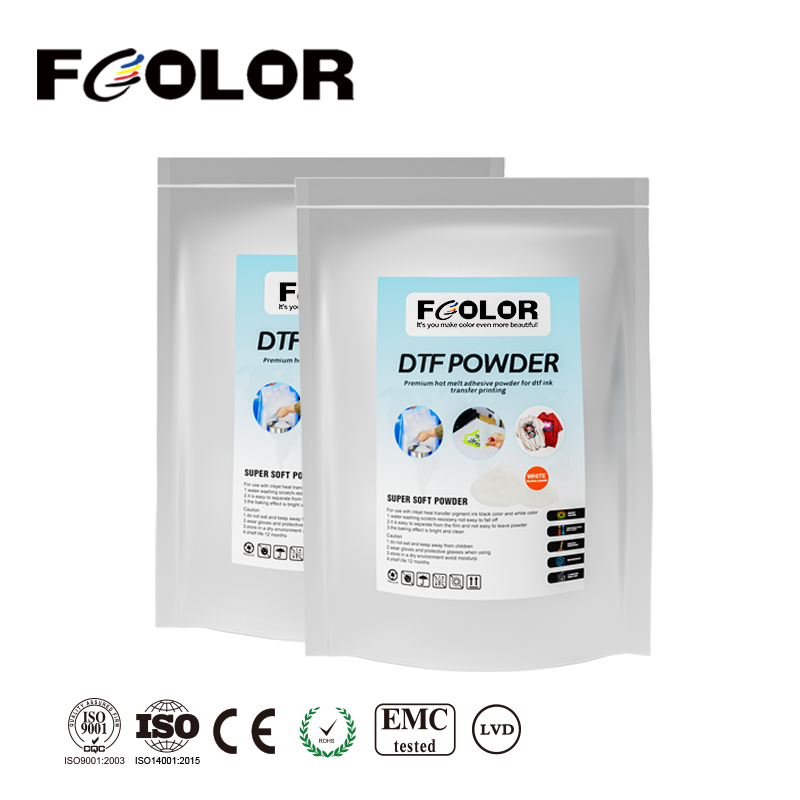 FCOLOR Hight Quality  White DTF Hot Melt Adhesive 100% TPU PET Transfer Film Transfer Powder for DTF White Ink Transfer Film