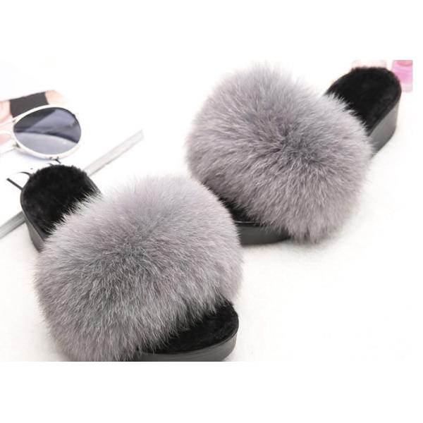 Подгонянные сандалии тапочек меха Фокс женщин цвета с расплывчатыми волосами/резиновой подошвой