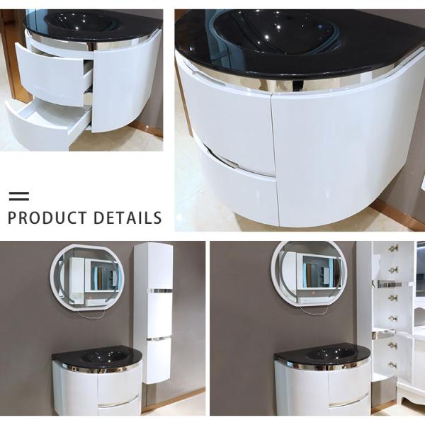 70cm PVC Bathroom Cabinets Basin Cabinet With Mirror Glass Sink