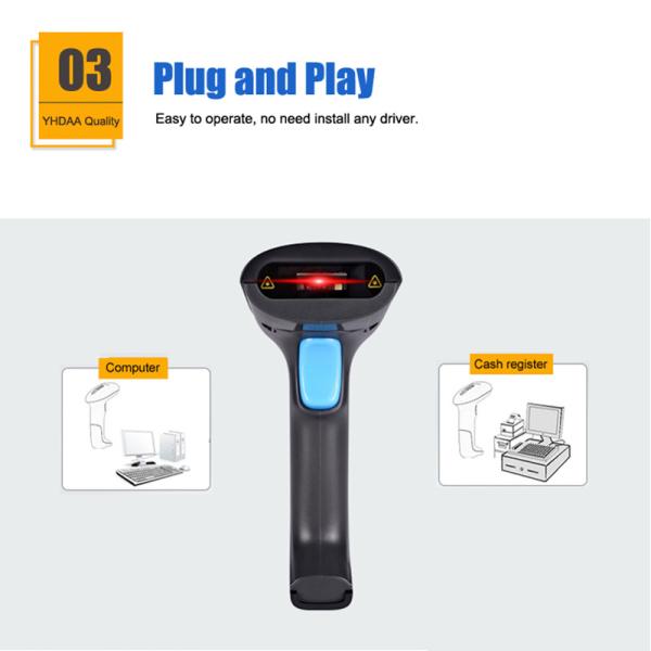 Projeto ergonômico YHD-6200DW varredor sem fio do código de barras de 2.4G USB do 2D