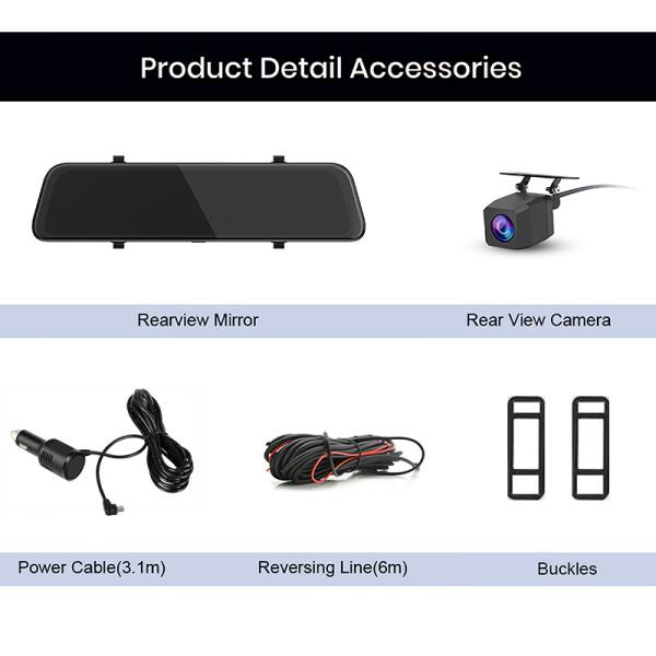 HD OEM ODM 2K Dual Dash Cam 12 Inch Car Black Box Stream Media