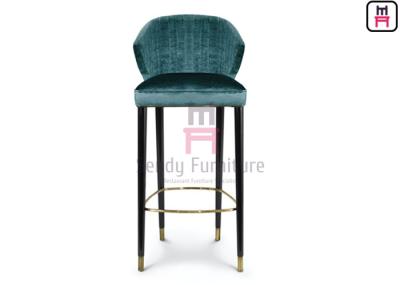 Luxury Style Restaurant Supply Bar Stools Green Velvet Ash Wood With Feet