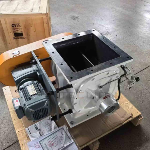 Material de hierro fundido boca cuadrada descarga de eliminación de polvo válvula giratoria