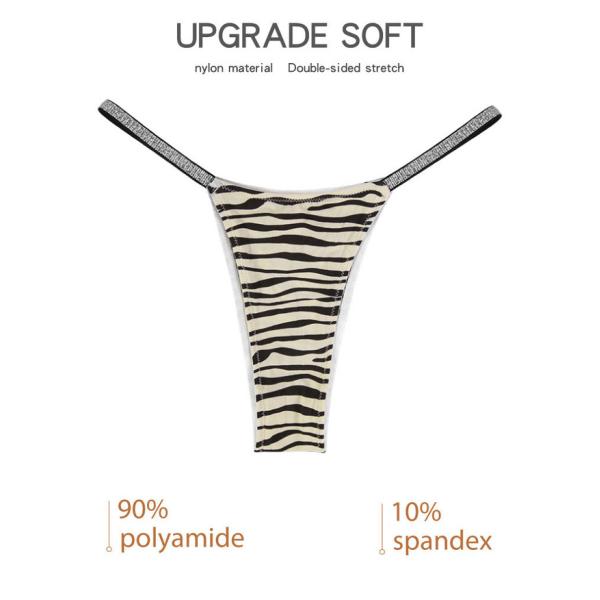 Les lanières de dos de T des femmes brillent la copie G - hausse sexy de léopard de zèbre de courroie de bout droit de Slutty de ficelle basse