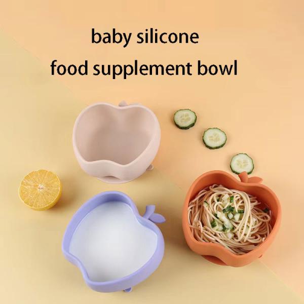 Food Grade Children'S Large Suction Cup Silicone Bowl Baby Integrated Anti Slip Supplementary Food Bowl