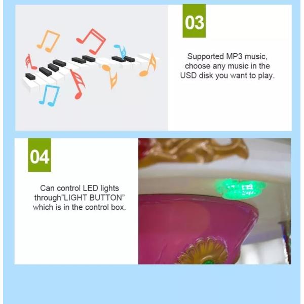 El carrusel suave del juego del patio de los niños de la máquina interior de la arcada monta el peso 280KG