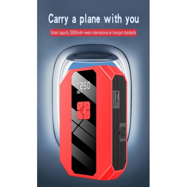 12v Portable Jump Starter For Rechargeable Batteries 28000mAh Multi-Function Power Bank With AC400V Rated Output Voltage
