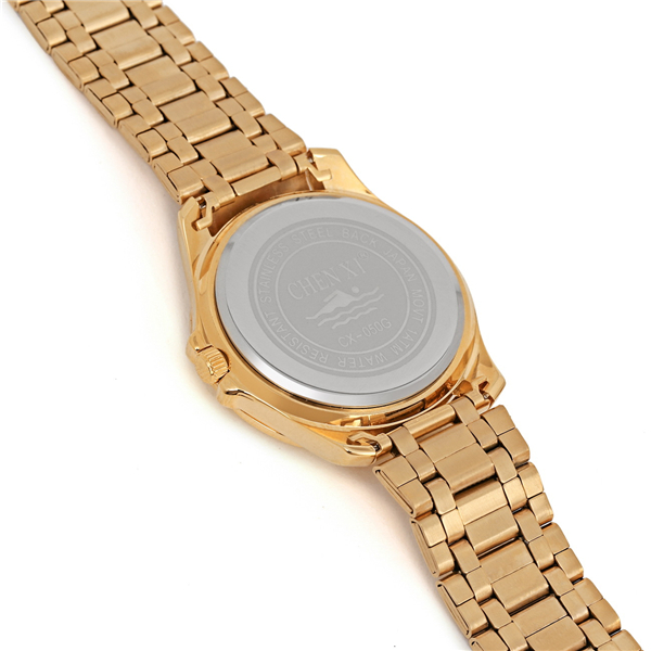 050DC Black White Golden Wristwatches Man 050DC Stainless Steel Band Full Gold Watch