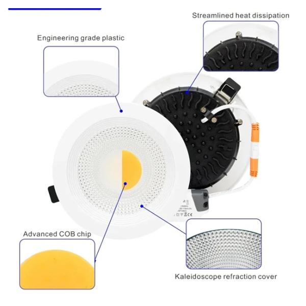 24W/30W Commercial Led Downlight With 120LM/W Aluminum Alloy+PC  For Healthcare education