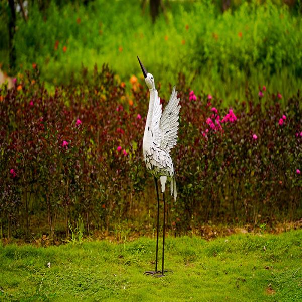 Métal créatif Crane Bird Lawn Art Lifelike et imperméable
