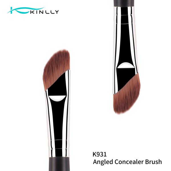 Wooden Handle Angled Concealer Brush Eye Makeup Brushes For Dark Circles Puffiness