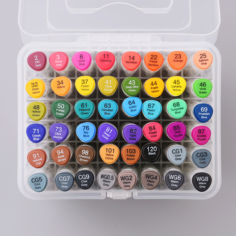 60 Colors Double Head Oily Fiber Tip Wear-resistant Color Markers Permanent China Marker Set