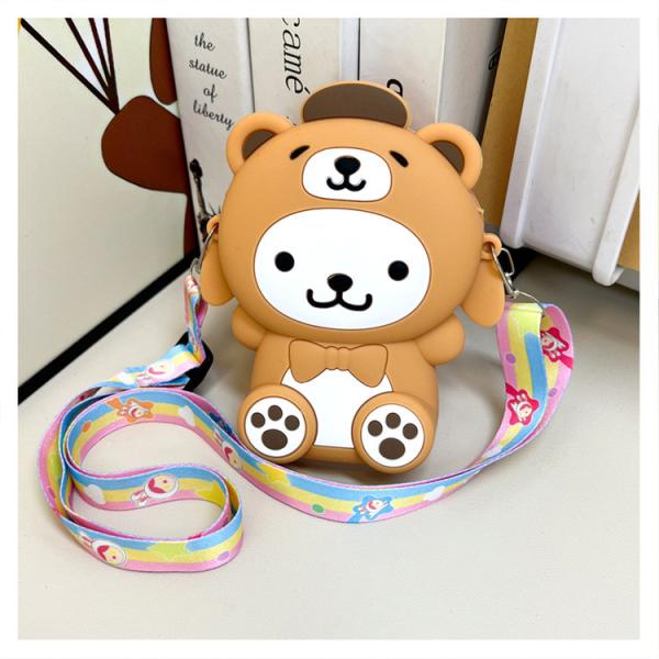 Kawaii Crossbody Bag Cute Shoulder Bag Cartoon Animal Silicone Bag Anime Purse Wallet Girls Kids Birthday Christmas Gift