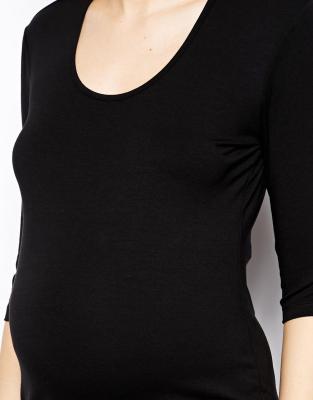 Formal maternity dresses for office pregnance lady with scoop neck
