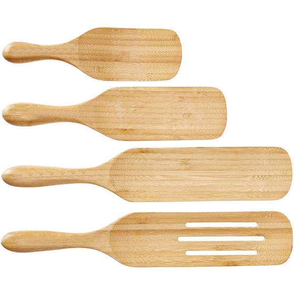 Four Piece Kitchen Wooden Utensils Durable Salad Mixing Teak Wooden Spatula