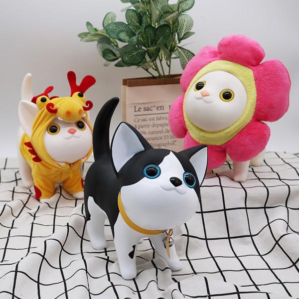 Unbreakable Cat Box Money Bank Vinyl PVC Material  Black White color