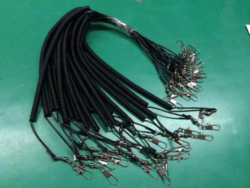 Pure black long spring wire coiled fishing tethers for protecting any lost and drop