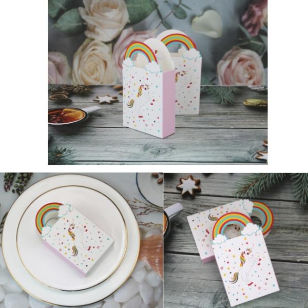 Десерта пекарни картона единорога радуги коробки 8g/Pcs белого упаковывая
