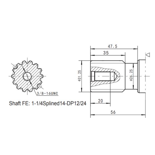 4 Bolt Rhomb Flange Hydraulic Drive Motor 31.75mm Splined 14-DP12/24