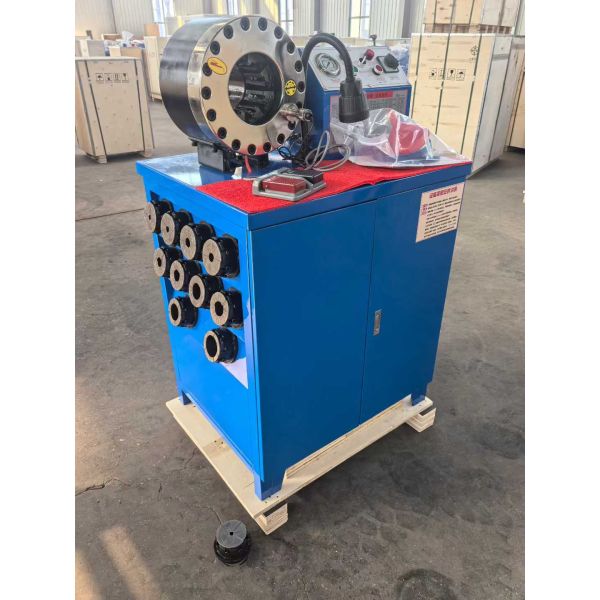 2 Inch 600T Crimping Force Blue Color Crimping Size Reach 2.5 Inch With Fast Change Mould Tools Rubber Hose Crimping Machine With 6-51mm Range And 10 Interchangeable Dies