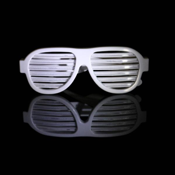 White Frame Sound Activated  LED Shutter Shades Glasses For Concerts, Party, Night Clubs, Music Festivals