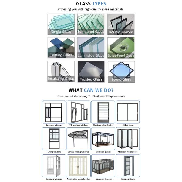 Modern Aluminum Casement Doors and Windows for Kitchen Use Waterproof Feature Home & Residential