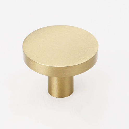 Modern Classic Round Solid Brass Knobs with Brushed Gold Finish for Dresser Drawer Bedroom & Bathroom Cabinets & Kitchen Use