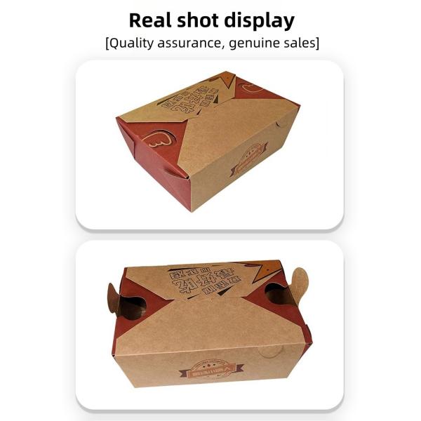 Disposable Takeout Kraft Paper Meal Prep Food Container for Fruit Vegetable Box Lunch