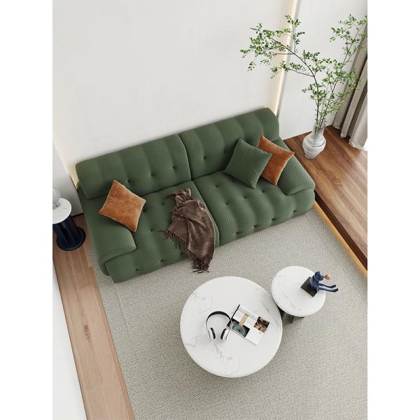 Knitted Modern Fabric Sofa Set Ergonomic Cloth Green 3 Seater Fabric Sofa