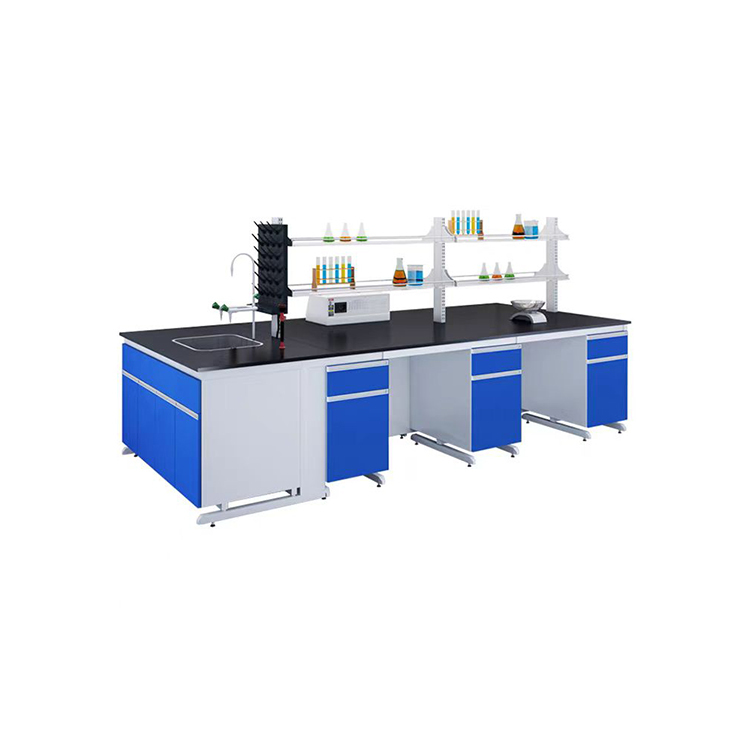 Corrosion Resistant Lab Island Bench H Frame Laboratory Working Table With Suspended Cabinets