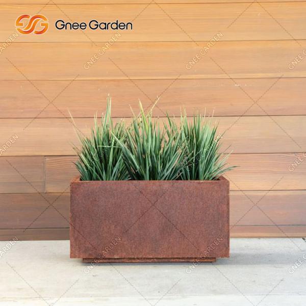 aço retangular geométrico de Corten da caixa do plantador do metal de 90*25*25cm
