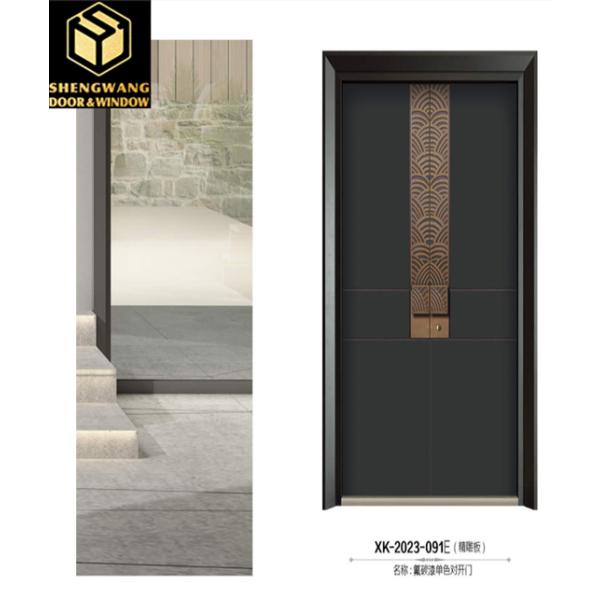 Incendio resistente Swing izquierda de aluminio Tienda Puertas delanteras Villa Puertas delanteras de aluminio sólido