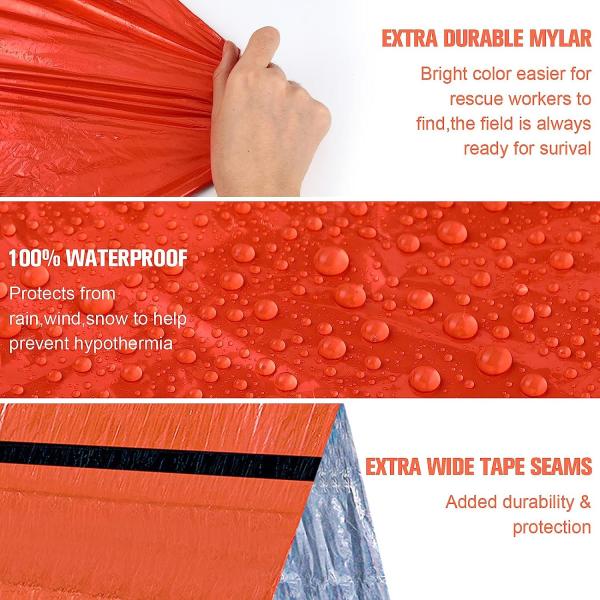 Emergency Sleeping Bag 2 Pack Lightweight Survival Sleeping Bags Thermal Sack Portable Emergency Blanket Campin