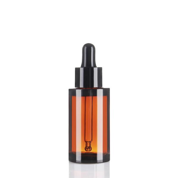 o cosmético 30ml engarrafa a parede pesada Amber Plastic Bottles With Dropper