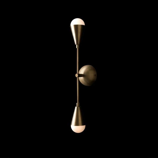 Modern Nordic Brass Cast Ceramic Lampshade Wall Lamp for Living Room Bedroom Hotel Bedside Linear Triad Sconce