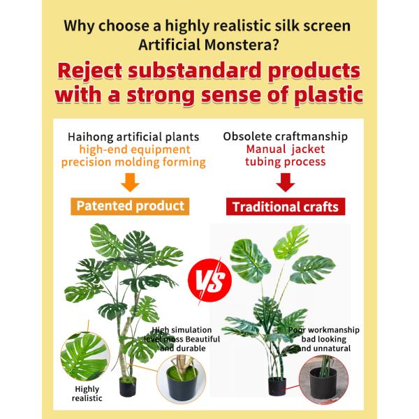 130/160/200/240cm Sizes Realistic PE Foliage artificial monstera plant for Indoor Tropical Decor