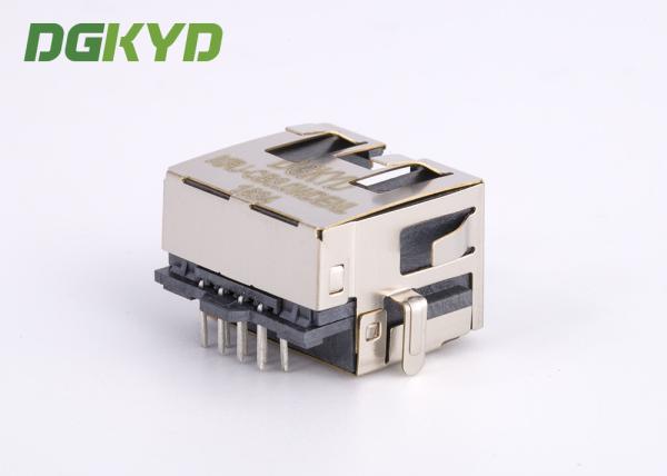 SMT Sinking Board Shielded RJ45 Jack Single Port With EMI Fingers , Low Profile KRJ-CB3.0WDENL