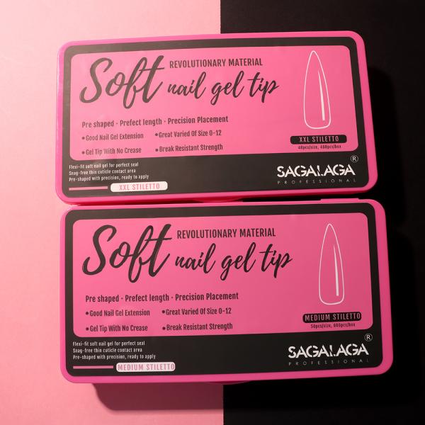 Pre-designed Full Cover Flexible Pre Buffed Soft Gel Nail Tips Private Label Clear French Tip for Press on Nails Single Item