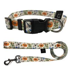 Adjustable Flower Design Dog Puppy Collar And Lead Leash Set In 2 Colours