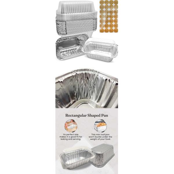1lb Aluminum Foil Mini Loaf Pans With Lids Small Tin Foil Bread Pan