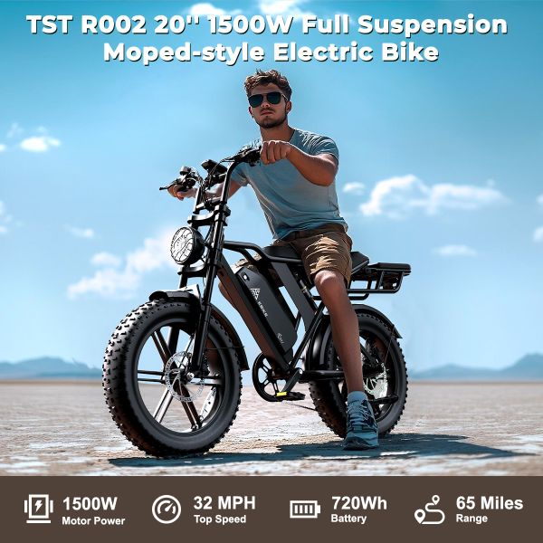 EU Stock R002 Pro DDP Delivery 20A Lithium Battery 105km Electric Fat Tyre Hybrid Cycle Rear Hub Motor Brushless Disc Brakes