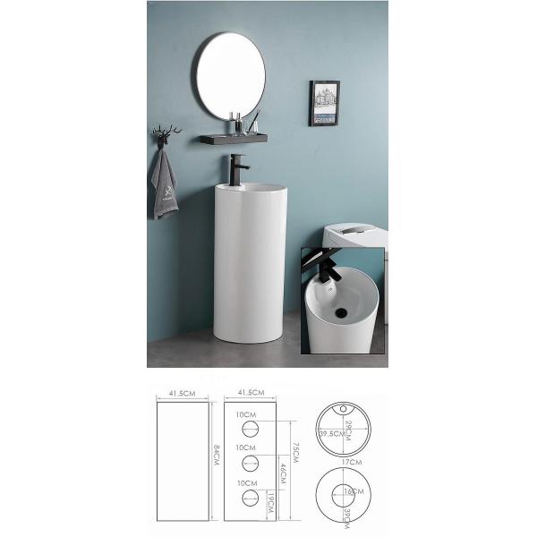 Ceramic Pedestal Free Standing Wash Basin Multiple Shape OEM ODM