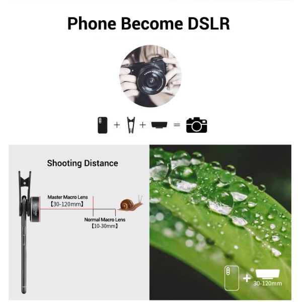 OEM ODM Phone Camera Lens Master Macro Lens With 30-120mm Lens Distance