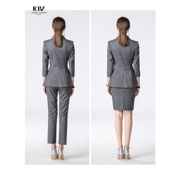 Женское офисное платье на заказ Тёмно-серый полосатый профессиональный рабочий костюм