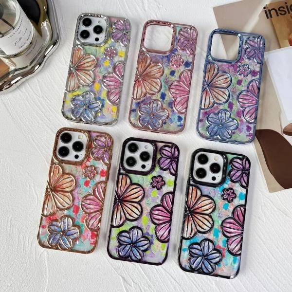 iPhone 12 Pro Max Case 6.7 Inch,Clear 3D Flower Phone Case for Women Girls Luxury Plating Floral Case Cover Estética