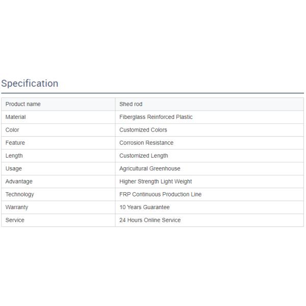 Облегченная стеклоткань FRP штанга для аграрной поддержки тоннеля парника