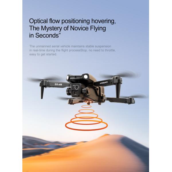 2024 D3 Air Drone LED Light 360-degree Tumbling Headless Mode Optical Flow Positioning Foldable RC Drone for Beginners