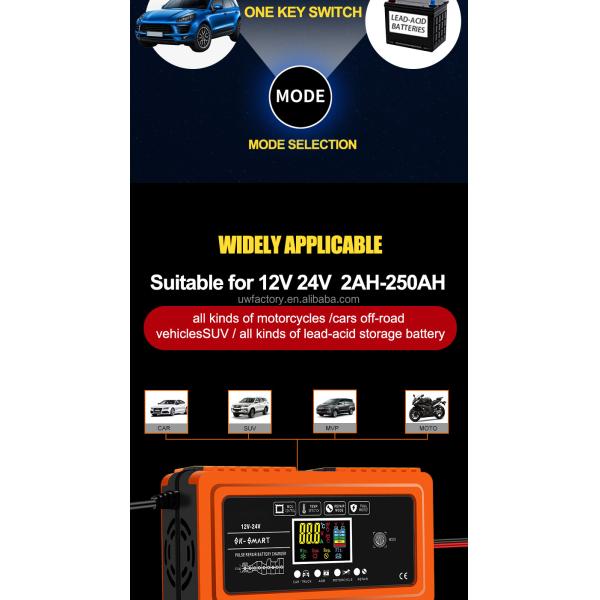 12V/24V Output Intelligent Battery Charger 10A for Automatic Charger Car Motorcycle Boat Marine